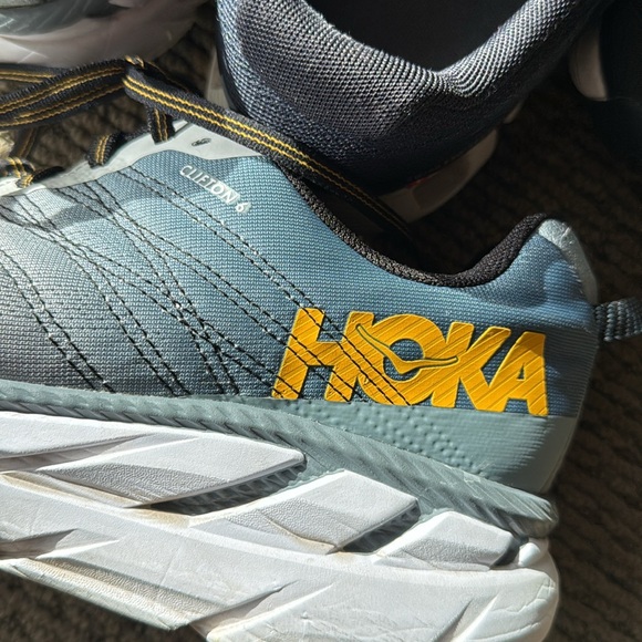 Hoka Clifton 6 running shoe, 11.5 white/grey and blue - Picture 1 of 5